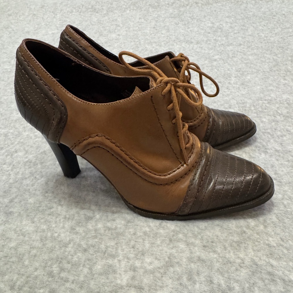 Naturalizer Womens Brown Two Tone‎ Leather Oxford Lace Up Heels Size 5.5M Brazil